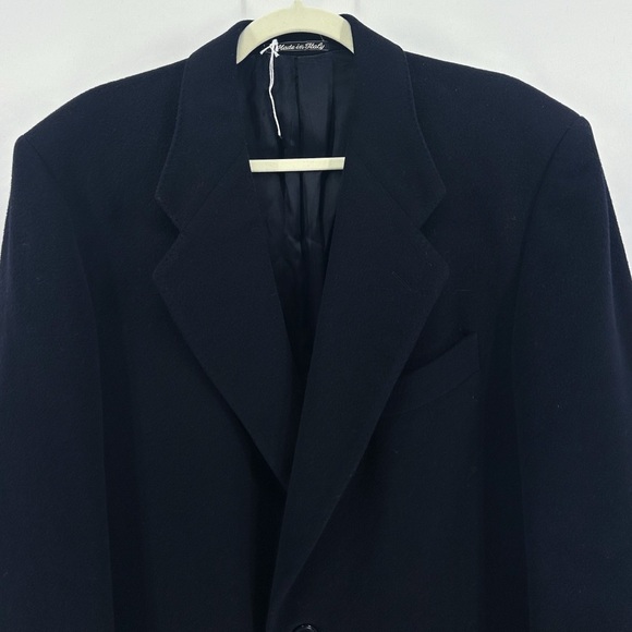 Vintage Giorgio Armani Navy Wool Cashmere Full Length Coat - Picture 3 of 8